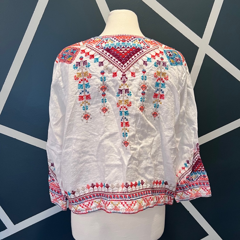 Johnny Was Velsia Embroidered Linen Bolero - Picture 6 of 9
